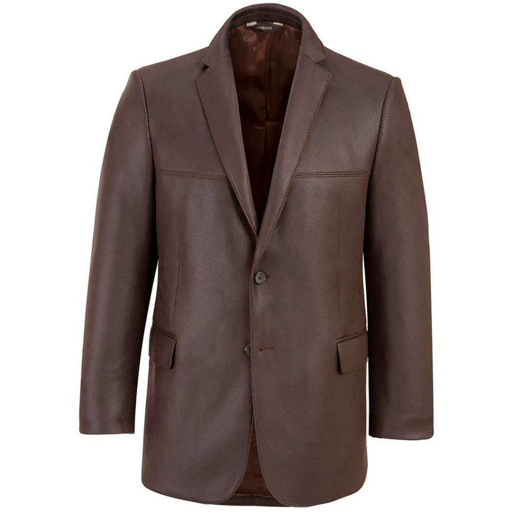 Cosani Chocolate Pebbled Vegan Leather Blazer